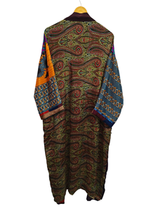 Robe indienne Floral soie Sari Kimono Vintage Sari Robe douce plage Robe de soirée indien fait à la main Kimono en soie - Product Image 6