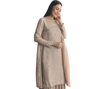Tessuto oro Kurta Sharara Set con perline e paillettes per ricevimenti di nozze all'ingrosso eventi nuziali e Custom Premium festivo - Product Image 2