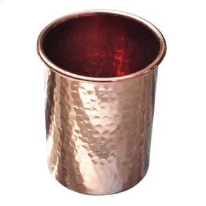 Verre à eau et à café poli brillant avec logo personnalisable en cuivre pur martelé fait à la main à bas prix - Product Image 4