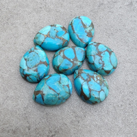 Pierres précieuses en turquoise bleue naturelle de qualité AAA+, cabochon à dos plat, taille poire calibrée, certifiées CNAS, faible MOQ, vente en gros