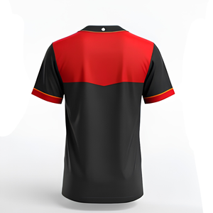 Camiseta de Béisbol Personalizada para Hombre, Manga Corta, Color Rojo y Negro, Sublimada, Absorbente de Humedad, Cierre de Botones, Ropa Deportiva - Product Image 3