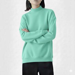Wholesale OEM Service Fleece Pullover Custom 100% Cotton Eco-Friendly Winter Women's <b>Turtleneck</b> Hoodies Sweatshirts Front 300g - Product Image 1