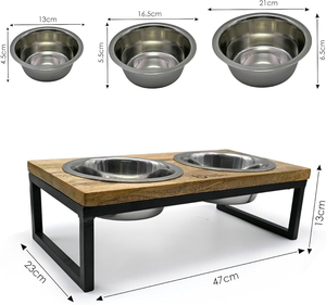 Sustainable Wooden Pet <b>Bowl</b> <b>Stand</b> with Stainless Steel <b>Bowls</b> Portable Elevated Design for Dogs & <b>Cats</b> - Product Image 3