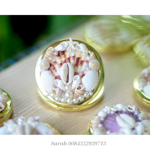 ESPEJO ÚNICO DE VIETNAM HECHO A MANO: ESPEJO DE MANO SEASHELL, ESPEJO DE MAQUILLAJE DE VANITY PORTÁTIL DE SEASHELL NATURAL. - Product Image 6