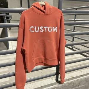 Fabrication en usine de sweats à capuche en coton de haute qualité avec fermeture éclair et strass, poids lourd, streetwear pour hommes, logo personnalisé - Product Image 3