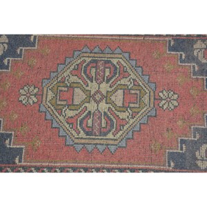 Tapis turc vintage de grande surface, style classique, rouge, bleu, patchwork, laine, forme rectangulaire en latex pour couloir et chambre - Product Image 5