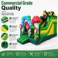 Château gonflable commercial combiné avec toboggan, thème jardin, aire de jeux gonflable pour événements en plein air, carnaval scolaire