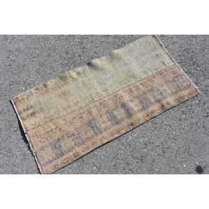 Alfombra Turca Vintage de 1.7x3.2 pies, Alfombra Pequeña, Alfombra Ikat Marrón - Product Image 2