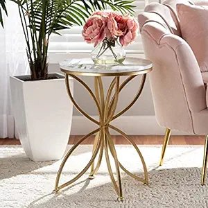 Table d'appoint élégante au design doré avec dessus en fer et marbre Meubles de décoration intérieure Belle table d'appoint Table de chevet pour le salon - Product Image 3