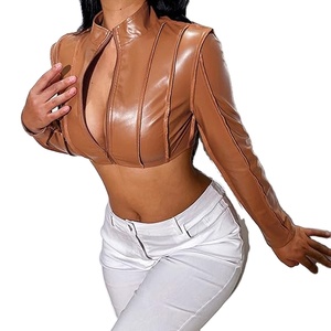 Chaqueta de Cuero para Mujer con Logotipo Personalizado, MOQ Bajo, Chaqueta Corta de Cuero para Mujer, Cortavientos, con Manga Larga, Chaqueta para Hombre 2026 - Product Image 4