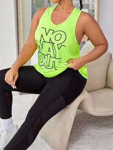 Camiseta sin mangas de algodón 100% verde neón sólido para mujer, ropa deportiva para Fitness, camisetas directas del fabricante - Product Image 5