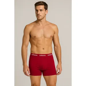 Calzoncillos bóxer para hombre color borgoña, de algodón premium, corte medio, transpirables, para invierno, con logo en la cintura, talla XL - Product Image 2
