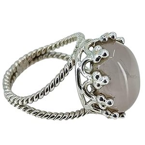 Anillo Boho con Piedra de Nacimiento de Enero, Hecho a Mano en Plata de Ley 925 con Cristal Ovalado de Cuarzo Rosa, Regalo de Cumpleaños Perfecto para Ella - Product Image 1