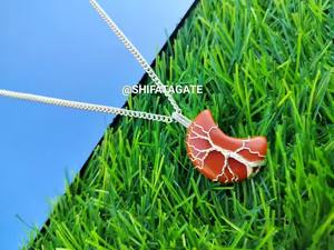Moda hecha a mano rojo jaspe árbol vida colgante Luna forma fuerza raíz Chakra curación energía equilibrio principal piedra suéter cadena - Product Image 2