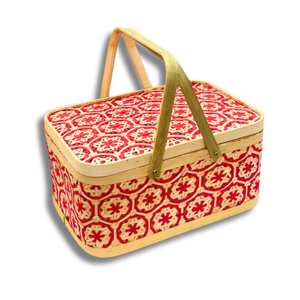 Paniers de rangement rectangulaires en bambou tissés à la main de style vintage avec motifs floraux pour l'emballage cadeau et le rangement - Product Image 1