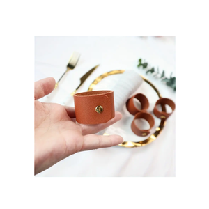 Vente en gros Anneaux de serviette en cuir Porte-boucle Accessoires pour événements de mariage Articles de décoration avec boîte d'emballage - Product Image 2