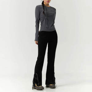 Votre propre Logo Design femmes entraînement Flare pantalon de survêtement femmes coton personnalisé taille haute pantalons de Yoga pour les femmes - Product Image 6