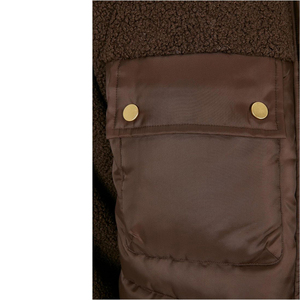 เสื้อแจ็กเก็ตขนแกะและขนแกะสีน้ำตาลของผู้หญิงเสื้อโค้ทกันหนาวแบบมีเข็มขัดคาดเอวคอตั้งแขนยาวอบอุ่นมีกระเป๋าติดกระดุมด้านหน้า - Product Image 4