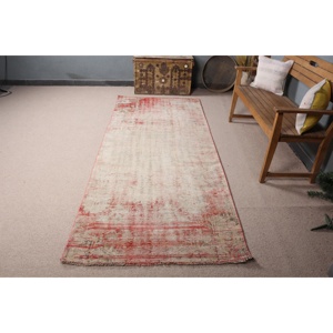 Turkish 3.7x9 ft Rug, Vintage Rug, <b>Red</b> Ombr Rug <b>Wool</b> - Product Image 3