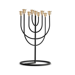 Portavelas de 9 brazos, muestra de Metal negro dorado disponible, decoración decorativa de vacaciones transparente, estampado europeo, decoración de boda hecha a mano - Product Image 3