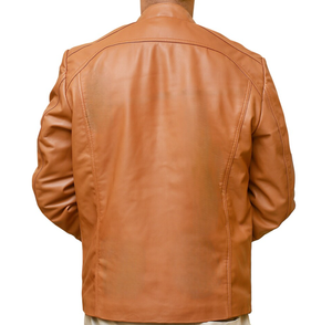 100% chaqueta de cuero de calle alta personalizable genuina Slim Fit forro de viscosa transpirable Sherpa cierre de cremallera piel al por mayor - Product Image 3