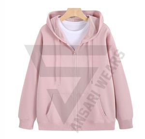 เสื้อฮู้ดแขนยาวผู้หญิงแบบลำลอง พิมพ์ลาย/สีพื้น ผ้าถัก มีกระเป๋าหน้า ซิป 100% ผ้าฝ้าย ปี 2026 - Product Image 1