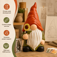 Gnome lumineux à fleur unique, lumière chaude, pour chemin de jardin et balcon, léger, moulé par soufflage, partenaire de sourcing pour chaînes de vente au détail