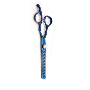 Blue Plasma Finish Barber <b>Thinner</b> with Fancy Design Handle Professional Stainless Steel <b>Hair</b> Cutting Shears Precision Thinning - Product Image 3