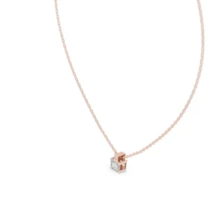 Collar con Colgante de Diamante de Laboratorio con Corte Baguette de 0.395 CT, VVS-VS EF CVD, Oro de 18K y 14K, Oro Rosa, Amarillo, Blanco, Estilo Minimalista - Product Image 5
