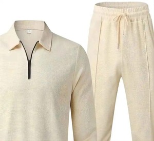 Nouvel ensemble de jogging à fermeture éclair de couleur unie pour hommes pantalon à manches longues décontracté respirant avec chemise deux pièces élégantes pour les sports d'hiver - Product Image 5
