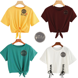 T-shirt décontracté pour femmes de haute qualité, conçu sur mesure, respirant, tricoté, 100% coton, manches courtes, taille régulière, OEM, femmes, grande taille - Product Image 4