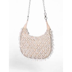 Elegante Bolso de Mano Clásico con Perlas y Cristales en Forma de Media Luna para Mujer, Ideal para Fiestas y Eventos Nocturnos - Product Image 2