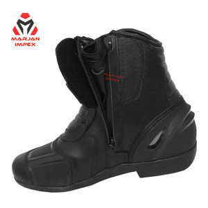 Motorcycle Racing <b>Boots</b> Leather Track Performance Riding Footwear With Protective Ankle Panels And <b>Non</b> <b>Slip</b> Sole - Product Image 3