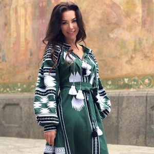 Vestido nuevo producto ropa de mujer hermoso trabajo bordado manga larga Vyshyvanka bohemio largo Lino vestidos ucranianos - Product Image 1