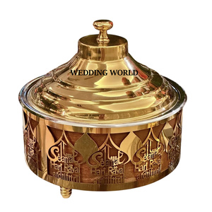 Pot en métal de découpe au laser poli miroir Casserole faite à la main de qualité supérieure Forme ronde Vente en gros Nouveau chauffe-plats en métal - Product Image 2