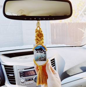 Macrame Mini Bohemian <b>Photo</b> <b>Frame</b> Hanging Ornament for Car Rearview <b>Mirror</b> Decorations for Anniversary - Product Image 1