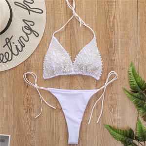 New 2023 Wholesale Brazilian Triangle <strong>Bikini</strong> Diamond Pearl <strong>Bikini</strong> Sexy Micro Mini <strong>Bikini</strong> <strong>Thong</strong> Split Biquini <strong>Swimsuit</strong> - Product Image 3