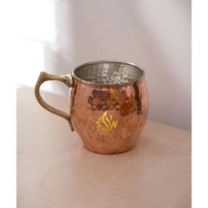 Wholesale Pure Copper Cups Wedding Mug Hammered Design Party Beer Cocktail Cup Copper Mug <b>Double</b> Tone Finishing Moscow Mule Mug - Product Image 1