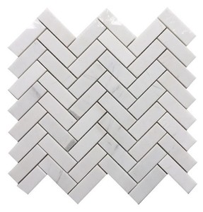 Mosaico de Mármol Blanco, Diseño de Espiga Doble de 3 Puntas, Pulido, 8mm de Grosor, Moderno, para Pared Interior, Baño, Resistente al Agua - Product Image 3