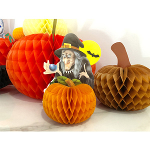 Décorations murales en papier découpées pour Halloween, motifs sorcière, fantôme, citrouille, fournitures de fête, impression 4 couleurs, forme ronde - Product Image 2