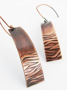 2024 precio barato cobre bronce y latón pendientes largos rectangulares joyería hecha a mano pendientes abiertos de cobre para mujeres de Georgia - Product Image 5