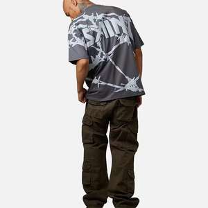 Camisetas con estampado de abullonado personalizado de calidad superior 100% tela de algodón Color gris de talla grande ropa de calle de secado rápido camiseta para hombres - Product Image 6