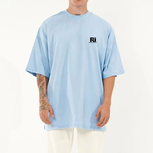 เสื้อยืดคอกลมผ้าคอตตอนแบบหลวมสำหรับผู้ชายพิมพ์ลายโลโก้100% - Product Image 4