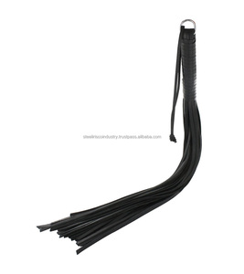 Fouet en cuir noir pour bondage doux, fouet de combat, fouet BDSM, taille personnalisée, longueur totale 56 cm, haute qualité - Product Image 1