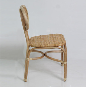 Chaise de jardin en teck massif poli naturel, écologique, durable, design minimaliste, siège tissé à la main, patio extérieur, parc, cuisine - Product Image 3