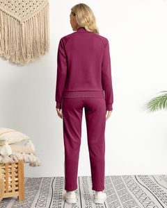 Vêtements pour femmes Ensemble de survêtement personnalisé Ensemble de jogging pour femmes Vêtements pour femmes sans col avec fermeture éclair complète Vêtements décontractés - Product Image 2