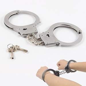 Menottes en métal robustes en gros avec clé de déverrouillage de sécurité, accessoires de cosplay et de jeu de rôle, menottes en chaîne métallique en vrac - Product Image 1