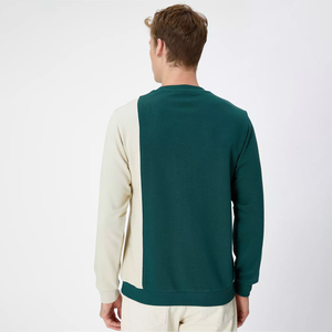 Suéter Personalizado OEM 100% Algodón para Hombre, Jersey con Bloques de Color, Cuello Redondo, Apliques, Tinte Liso, Bordado 3D, Lavado - Product Image 3
