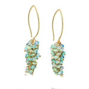 Pendientes de racimo con cuentas de ópalo verde Natural de Plata de Ley 925 hechos a mano estilo gancho francés joyería de piedra natal para mujer boda - Product Image 1