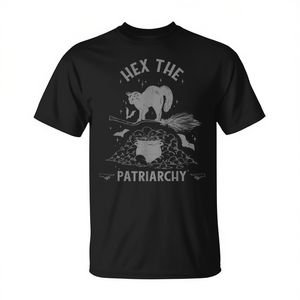 Camiseta Hex The Patriarchy Cat Negra Unisex Talla M para Adulto, Cuello Redondo, Manga Corta, Impresión Serigráfica Promocional - Product Image 2